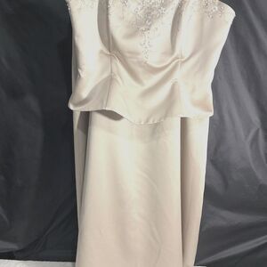 Impressions Cream Strapless Embellished Gown